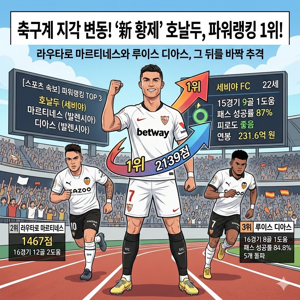호날두 선수 파워랭킹 1위 등극마르티네스 디아스 그
